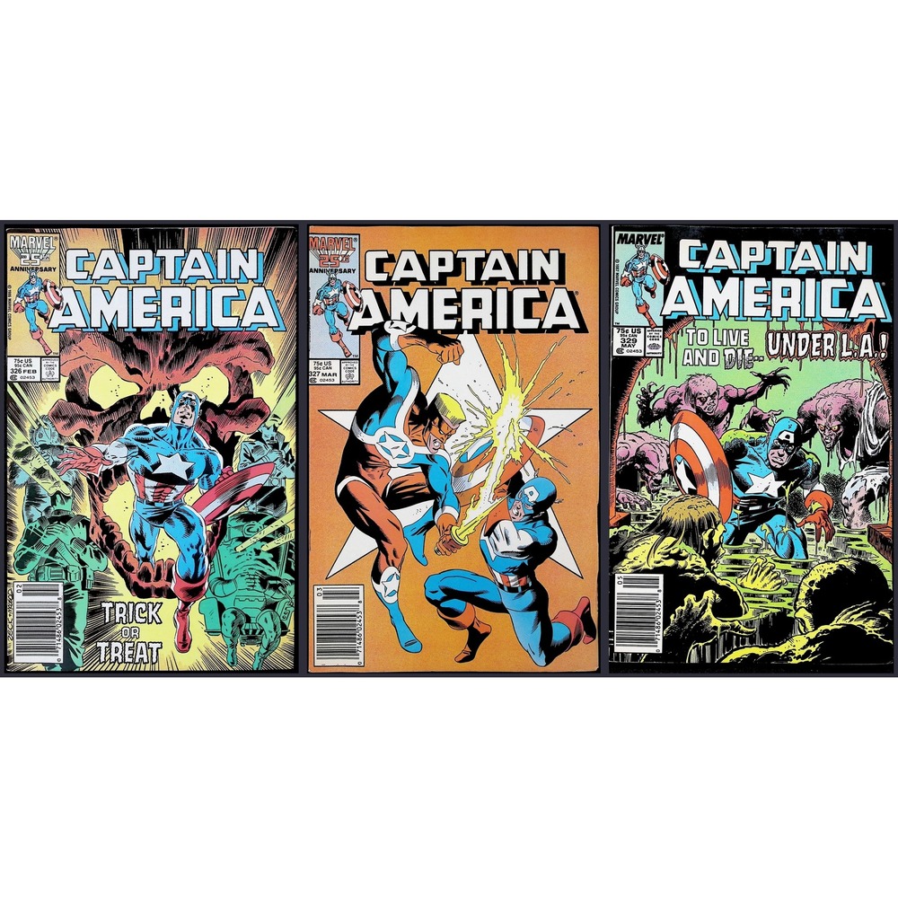 Captain America 3X Comic Lot #326 327 329 Newsstand Super‎ Patriot Power Broker